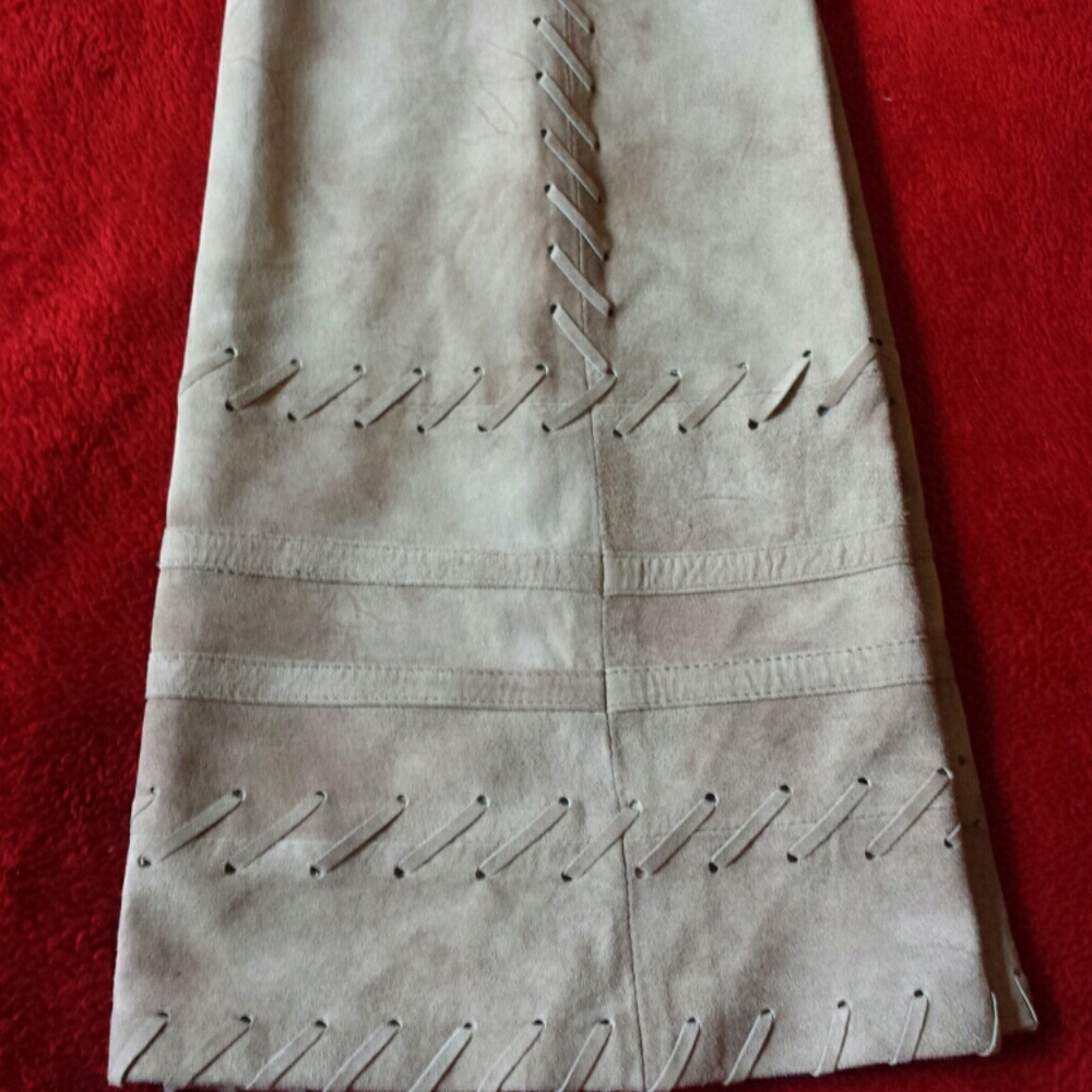 Beige suede leather pants